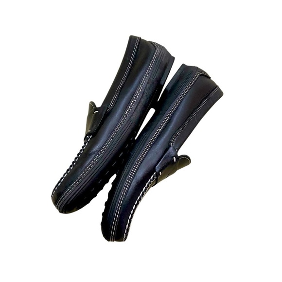 Men’s MSM handmade premium black leather slip on penny loafers overstitched sz 9 main image 6